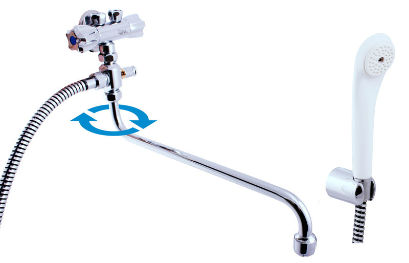 Bat-shwer lever mixer with accessories