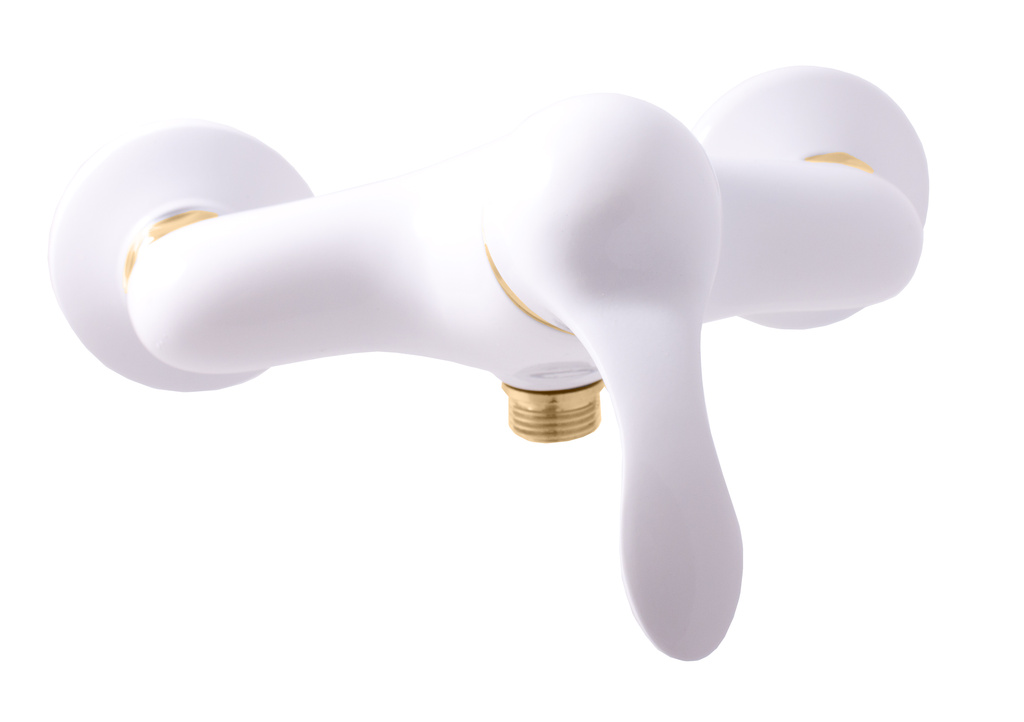 Shower lever mixer LABE GLOSSY WHITE/GOLD