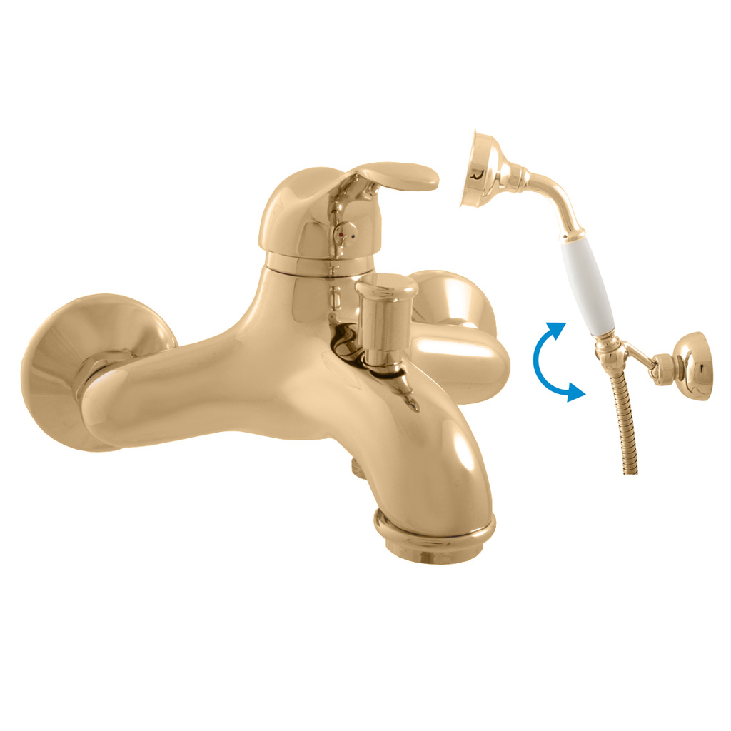Bath lever mixer with hand shower LABE GOLD