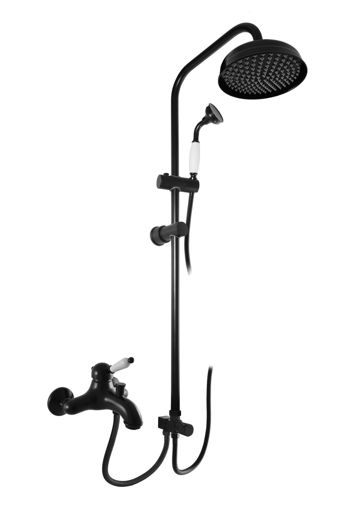 Single lever bath mixer with column shower set LABE BLACK MATT
