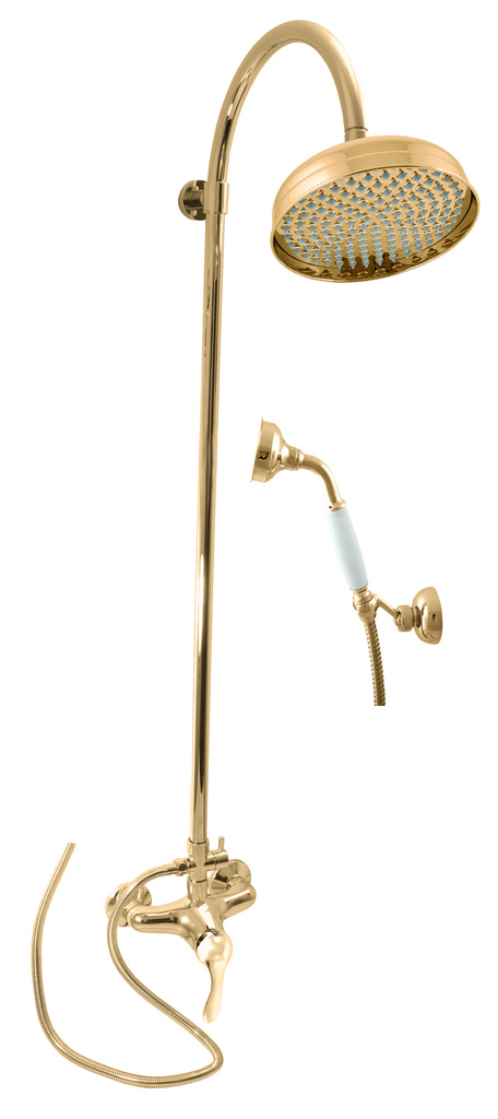 Bath lever mixer with head shower and hand shower LABE GOLD