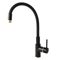 SEINA Sink lever mixer with flexible spout BLACK MATT/GOLD