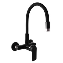 COLORADO Sink lever mixer with flexible spout BLACK MATT/CHROME