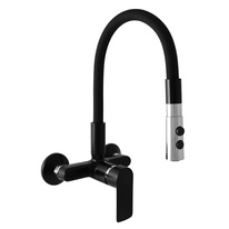 COLORADO Sink lever mixer with flexible spout with shower BLACK MATT/CHROME