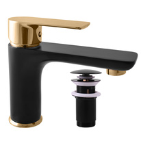 Washbasin faucet  with CLICK-CLACK VLTAVA BLACK MATT/GOLD