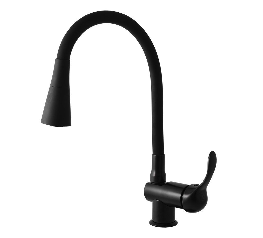 Sink lever mixer with flexible spout LABE BLACK MATT 