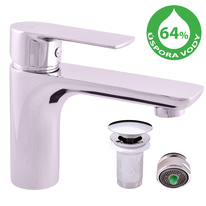 Water-saving basin lever mixer with pop-up waste  VLTAVA ECO