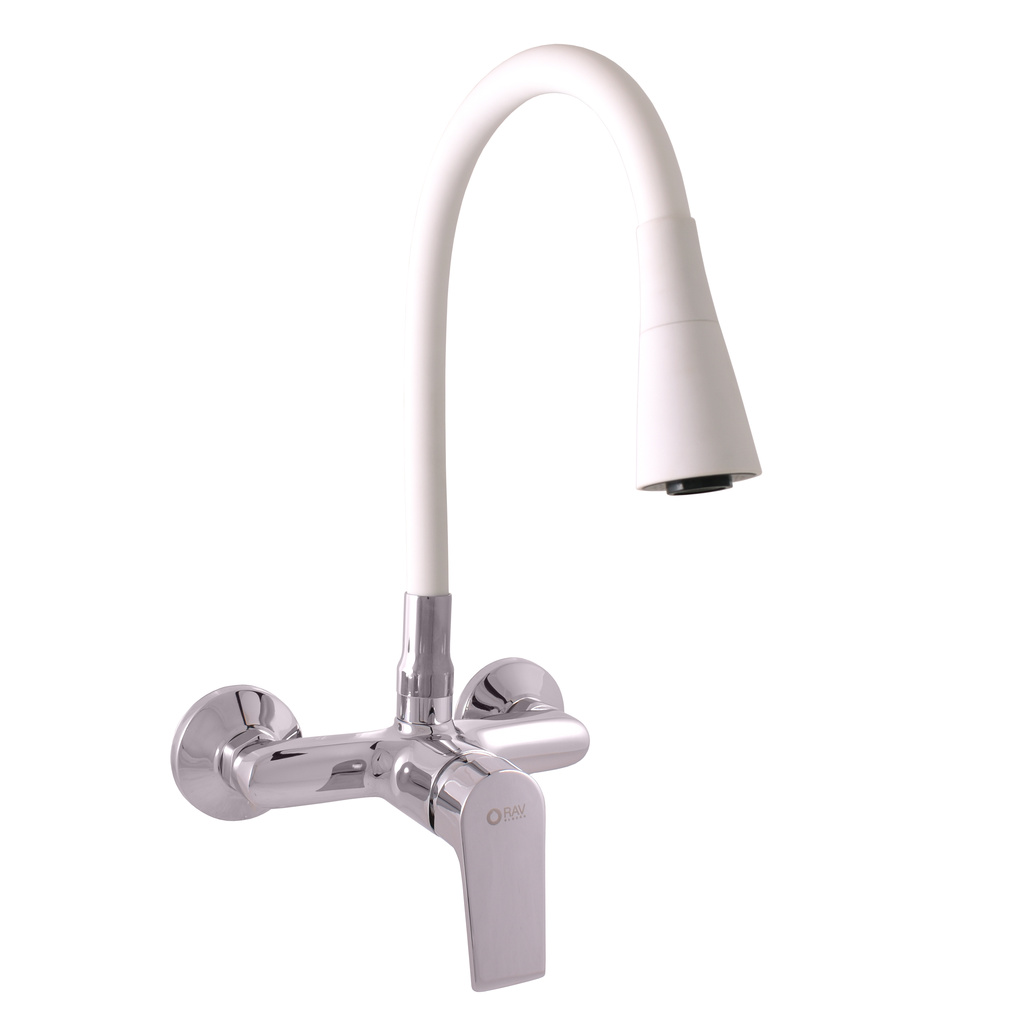 Sink lever mixer with flexible spout COLORADO CHROME/WHITE