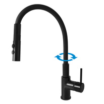 SEINA Sink lever mixer with flexible spout with shower BLACK MATT