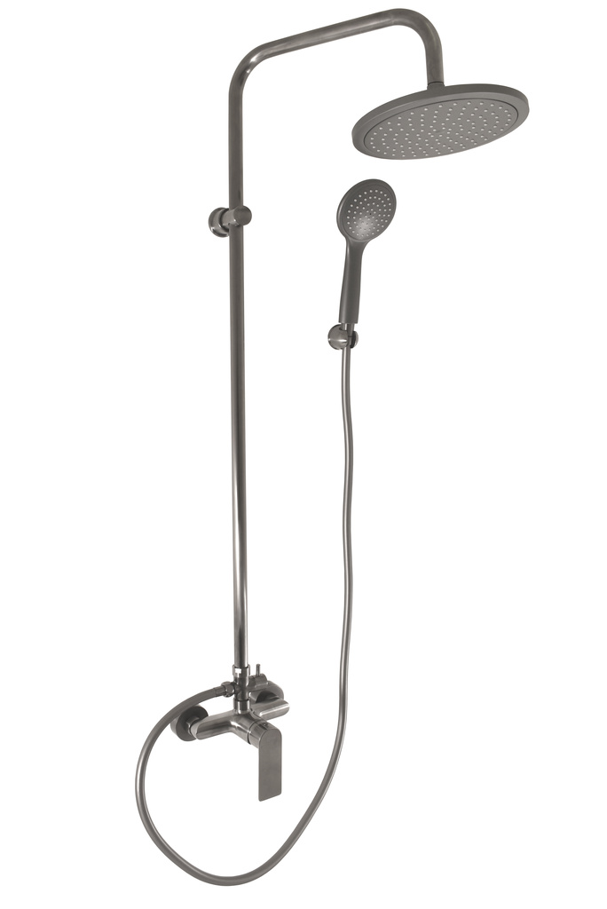 Shower faucet with head and hand shower NIL - METAL GREY-brushed matt