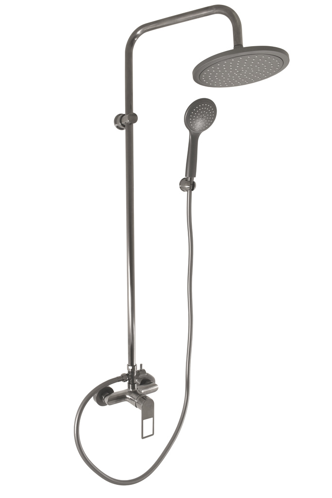 Shower faucet with head and hand shower NIL - METAL GREY-brushed matt