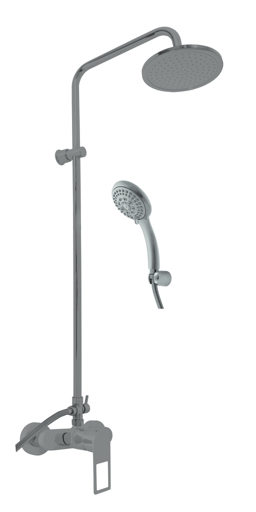 Shower faucet with head and hand shower NIL - METAL GREY POLISHED